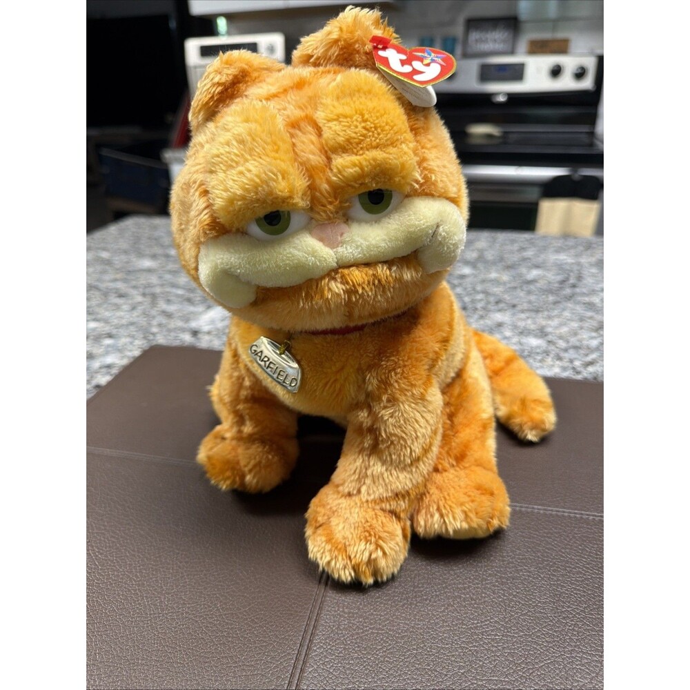 TY Garfield Plush Beanie Buddy 2004 Movie 10" Stuffed Cartoon Cat w/ Collar/Tag
